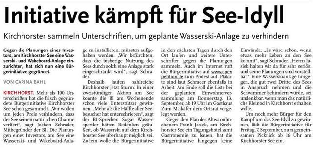 Nordhannoversche Zeitung vom 04.09.2012