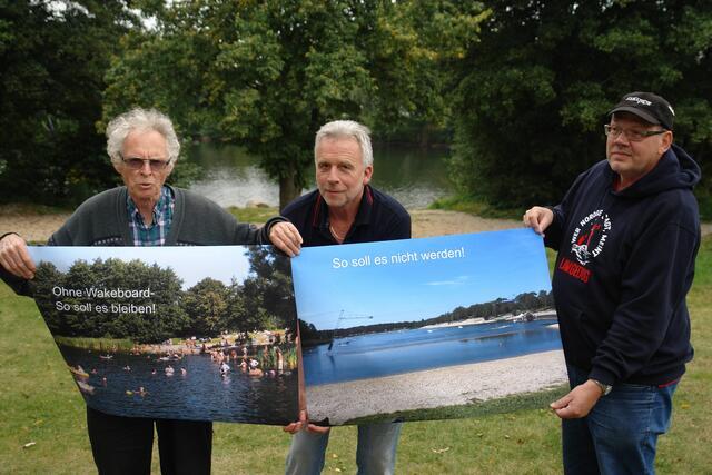 2 Großfotos präsentieren:  "Ohne Wakeboard- so soll es bleiben"