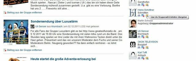 Weiterhin gibt es nun die Möglichkeit, die Gruppenadministration auf andere myheimat-Nutzer zu übertragen