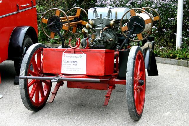 Historische Motorspritze Magirus Liliput - PII 28, Baujahr 1929, Motor 18 PS bei 2.900 U/min., Pumpe 600 l/min. bei 6 bar
