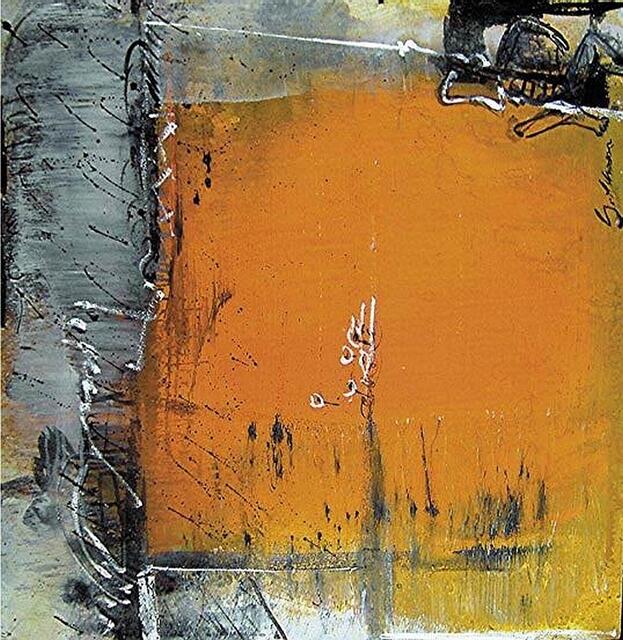 Gertraud  Schoens Bilder – hier „Time is Running“ - leben von der Farbigkeit der Flächen und dem ihr eigenen Strich.