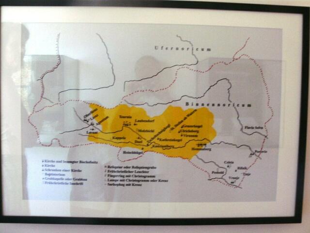 Schaubild: Kärnten (röm. Provinz Noricum, mit archäolog. Stätten)