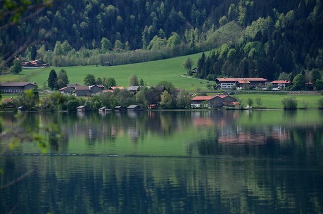 ...es kam etwas Wind auf und somit wurden die Spiegelbilder etwas verzerrt..... (Schliersee)