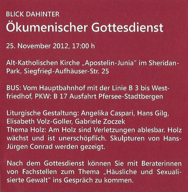 Ökumenischer Gottesdienst am 25.11.2012