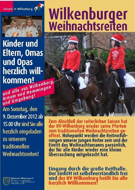 Auch junge Nikoläuse reiten in Wilkenburg und präsentieren weihnachtliche Vorführungen zu Pferde.