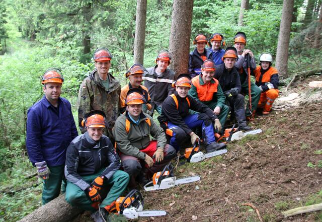 Ein Duzend Feuerwehrler nahm am Motorsägenkurs teil