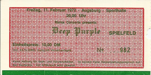 Meine Eintrittskarte von 1972 - man beachte den Preis von stolzen 10,00 DM