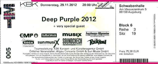 Die Eintrittskarte 2012 ... (nächstes Bild unbedingt beachten!)