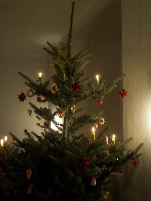 Auf dem Tannenbaum brannten echte (!) Kerzen