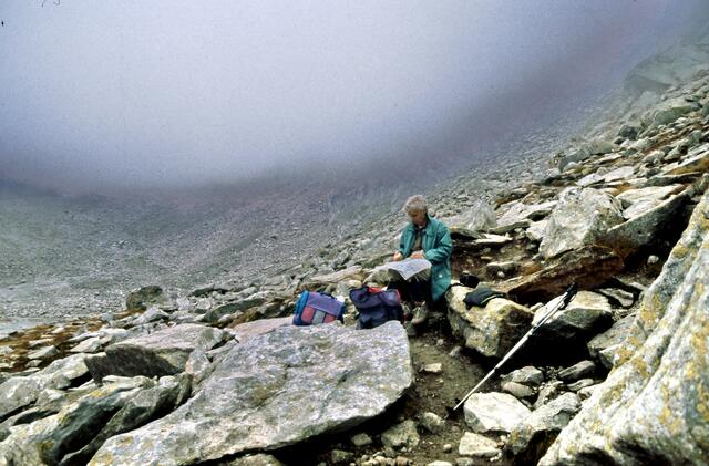 Unterwegs im Nebel zum Monte Moro-Pass