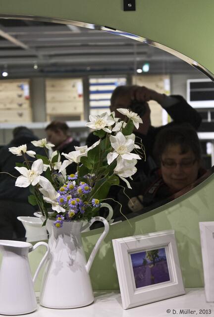 Zwei Fotografen (echt) und die Blume (künstlich)