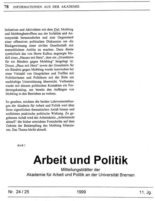 BAKI-Informationen "Initiativ werden gegen Mobbing!" für die BARMER Ersatzkasse in Freiburg