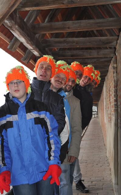 Bettina Groß, Martin Leiminger, Gerhard Enzelberger, Werner Wiedemann, Mickel Schwab, Markus Protte, Wolfgang Gunzelmann auf der Nördlinger Stadtmauer