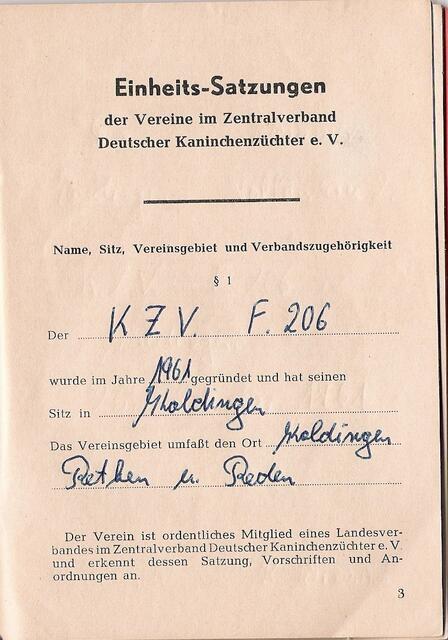 Jeder Verein hat eine Satzung