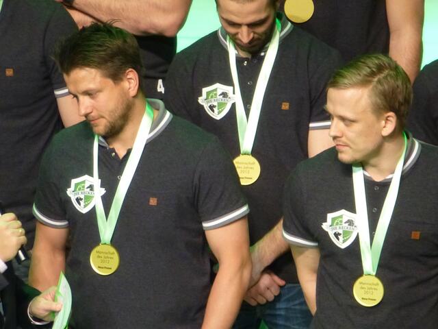 Nationaltorhüter Michael Ziemer und Rekordtorschütze Morten Olsen.