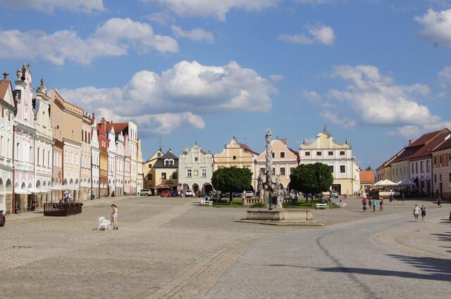 Der Marktplatz von Telc. Ich war von den Häusern begeistert.