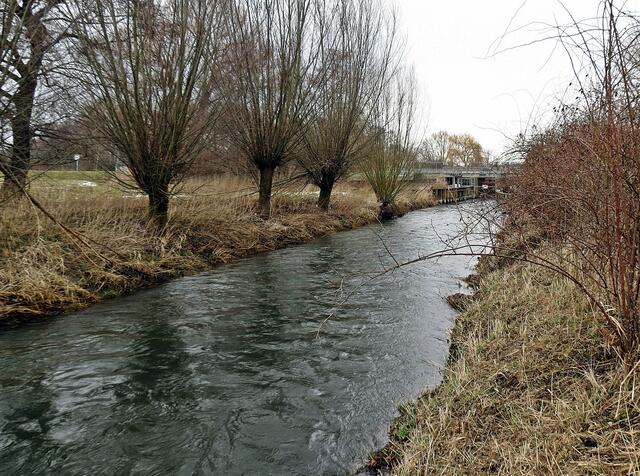Blick die Fuhse hinunter; ein paar Meter weiter unterquert die Fuhse den Mittellandkanal bei Peine.