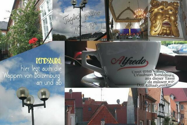 Diese Ansichtskarte gibt es nur einmal als Versandstück, denn sie war für einen lebenden "Don Alfredo" aufbereitet und auf den Weg geschickt worden... -- ...Urlaub rund um RENDSBURG; auch hier sind viele eigene Ansichtskarten entstanden!