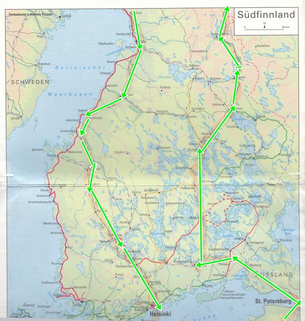 Reiseroute Finnland