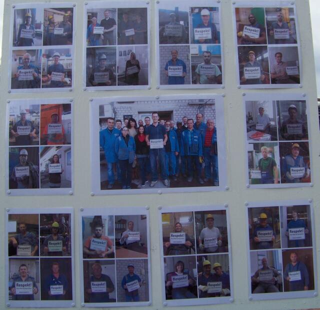 Eine der Plakattafeln zur Respekt!-Fotoaktion der LSW Mitarbeiter und Mitarbeiterinnen.