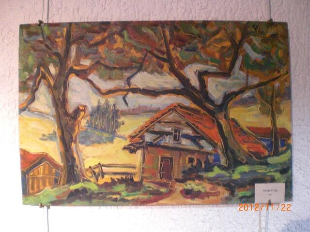 Weiss Fritz VS-Villingen.  Bauernhof vor 60 Jahren Modern gemalt.