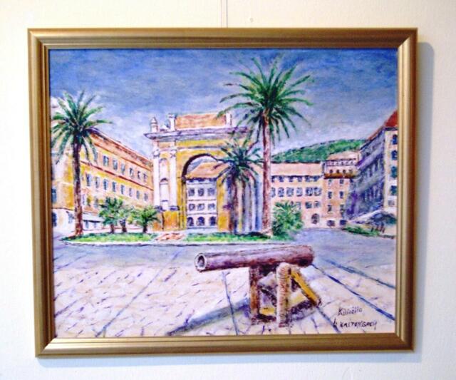 Kaltenbach Urban Schonach. Mit 89 Jahren gemalt nach einer gemalten Ansichtskarte von Finale Ligure in Italien.