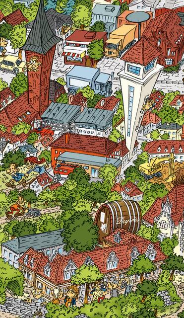 Ausschnitt aus einem Puzzle-Motiv von Bernd Natke. Was sind das für Türme?