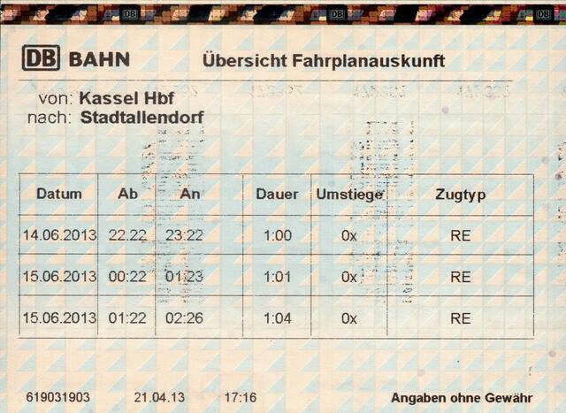 Fahrplanauskunft für die Spätzüge
