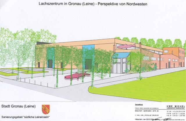 Gronau (Leine): Planung Südliche Leineinsel, "Großer Kanian" . 2012 entstand links eine Ufertreppe zum An- und Ablegen. Dez. 2015 entstand für weiterwandernde Kanutouristen zum Umsetzen ins Unterwasser ab Wehr, die Ufertreppe an der "Bastion" . | Foto: www.gronau-leine.de