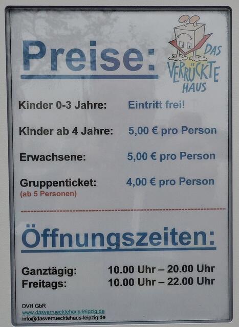 Preise und Öffnungszeiten !