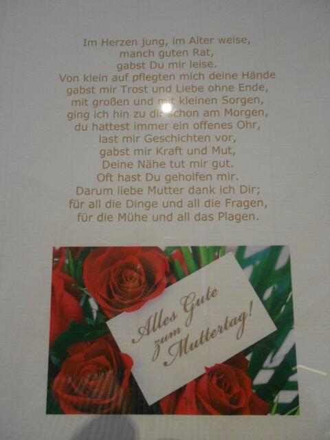 Muttertagsgedicht im Hotel.