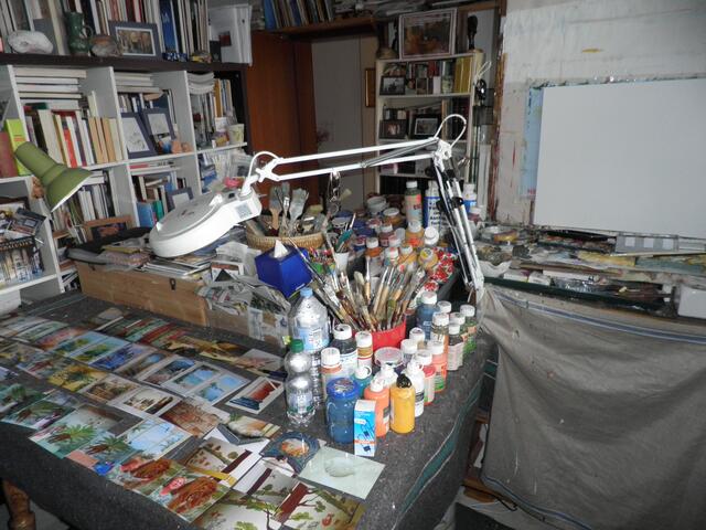 Arbeitsplatz eines Malers