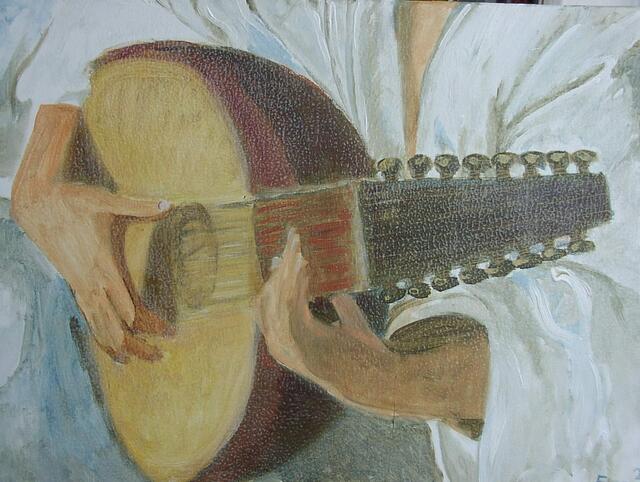 "Venezianischer Lautenspieler" Akryl/Leinwand, 50x70cm