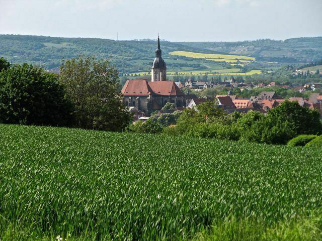 Blick vom Steinkreuzweg auf Naumburgs Wenzelskirche