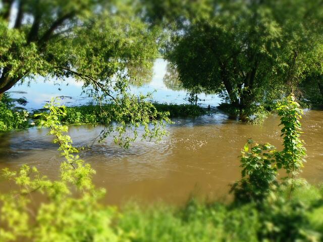 Von den Feldern ergießt sich das Wasser in die Fuhse