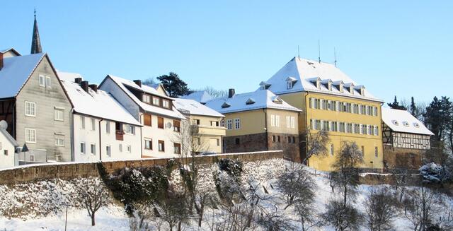 Die alte Ansicht der Battenberger Neuburg am 13.03.2013 von der Talseite.