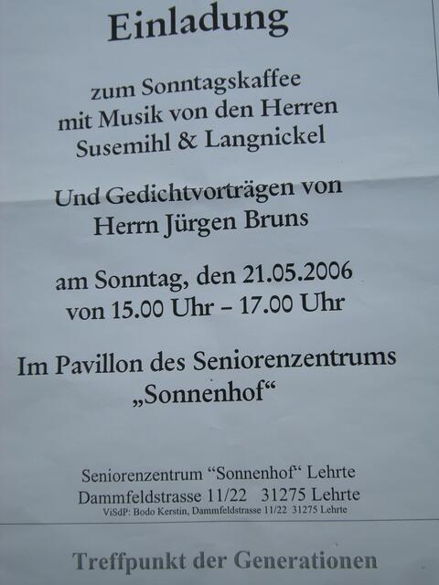 Erinnerung an meine Vortragsreihe. " Lehrte, wie es lacht und sinkt "