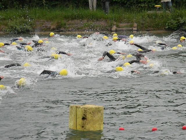 Ein beeindruckendes Bild wenn über 100 Schwimmer starten.