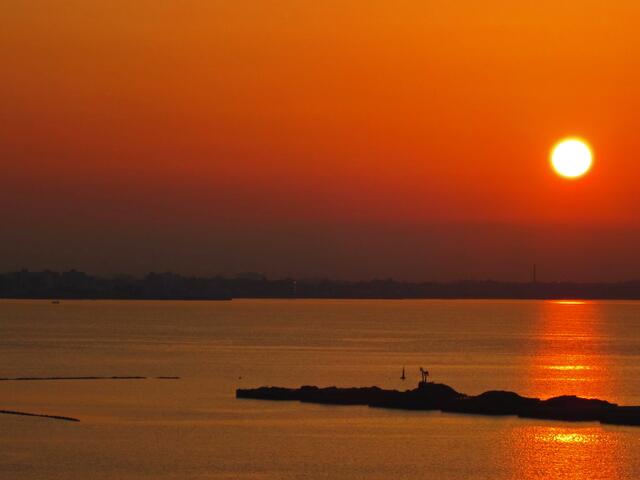 27.03.2012 Palma de Mallorca - Spanien. 
Stadt Palma.                                                      Sonnenuntergang.