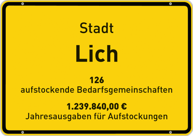 Stadt Lich: 126 aufstockende Bedarfsgemeinschaften, 1.239.840,00 € Jahresausgaben für Aufstockungen, die der Landkreis Gießen zu tragen hat. | Foto: Andreas Kowarschik