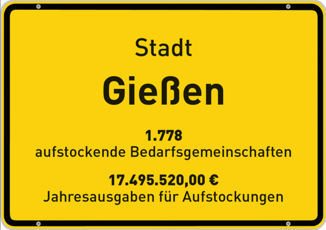 Kreis- und Universitätsstadt Gießen: 1.778 aufstockende Bedarfsgemeinschaften, 17.495.520,00 € Jahresausgaben für Aufstockungen, die der Landkreis Gießen zu tragen hat. | Foto: Andreas Kowarschik