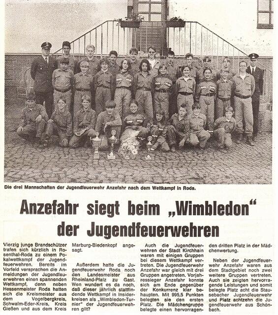 Die Jungs siegten 1994 erneut in Roda, die Mädchen wurden Dritter