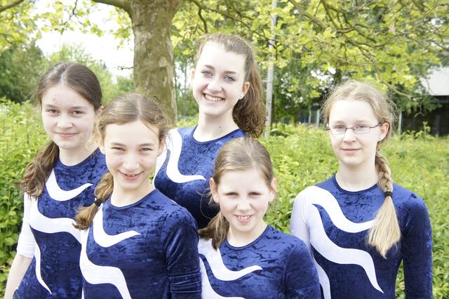 Die Turnerinnen des TSV Pattensen: v.l.n.r.: Finja Bock, Hannah Bothe, Patricia Rohde, Alina Roick und Emily Eichhorn