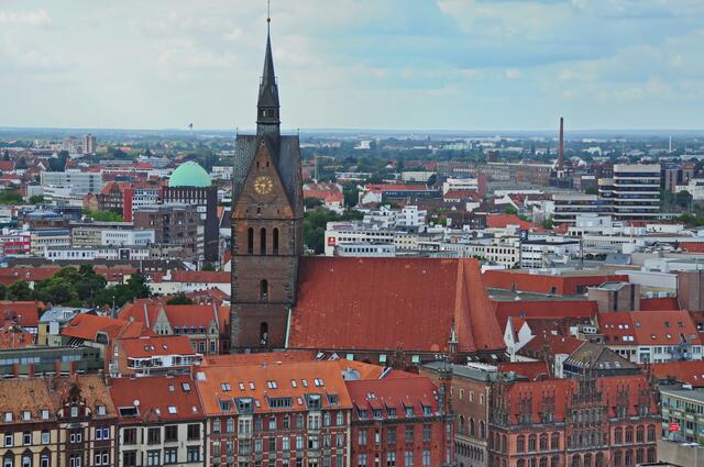 Marktkirche in Hannover - die Kirche wurde nach der Zerstörung im Zweiten Weltkrieg in den Jahren 1946 bis 1952 wiederaufgebaut.