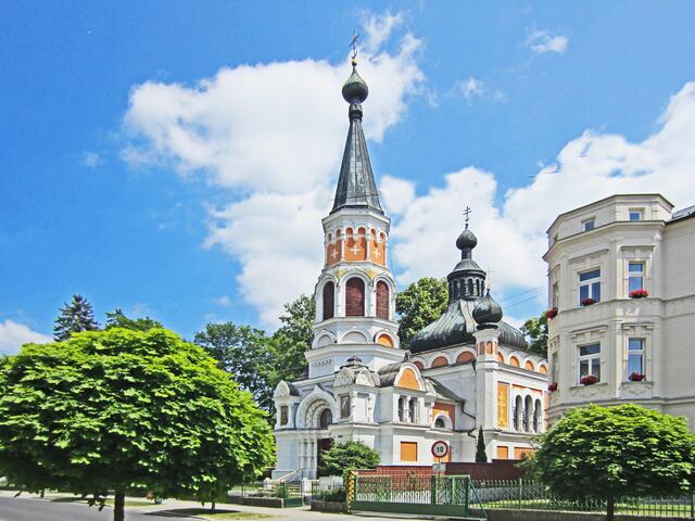 14.07.2013 
Františkovy Lázně - Franzensbad - Tschechische Republik.                                                                               Russisch-orthodoxe Kirche der hl. Olga, (1889).