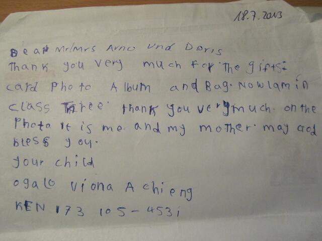 Der erste selbst geschriebene Brief von Viona
