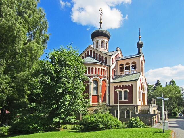 Mariánské Lázně - Marienbad. 
Die russisch-orthodoxe Kirche des Heiligen Wladimir.
(1900-1902).