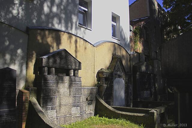 Die Wohngebäude der Nordstadt sind direkt an die Friedhofsmauer gesetzt. Die Einwohner brauchen keine Angst zu haben, dass ihnen jemals irgendein Gebäude vor die Nase gesetzt wird, da jüdische Friedhöfe für die Ewigkeit angelegt sind und jüdische Gräber niemals eingeebnet werden.