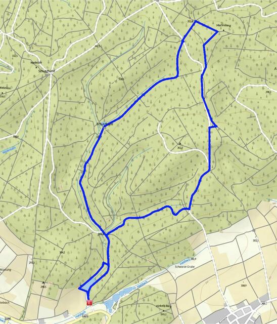 Die 7 km Wanderstrecke.