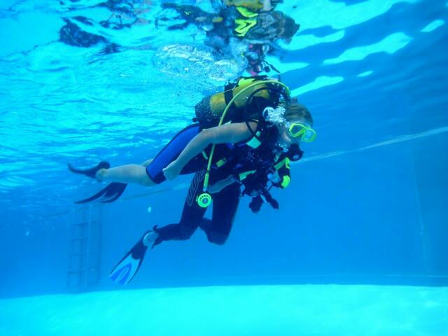 Schnuppertauchen mit den Friesentauchern in Zusammenarbeit mit dem Tauchclub Altwarmbüchen e.V. im Freibad Hänigsen am 6. August 2013